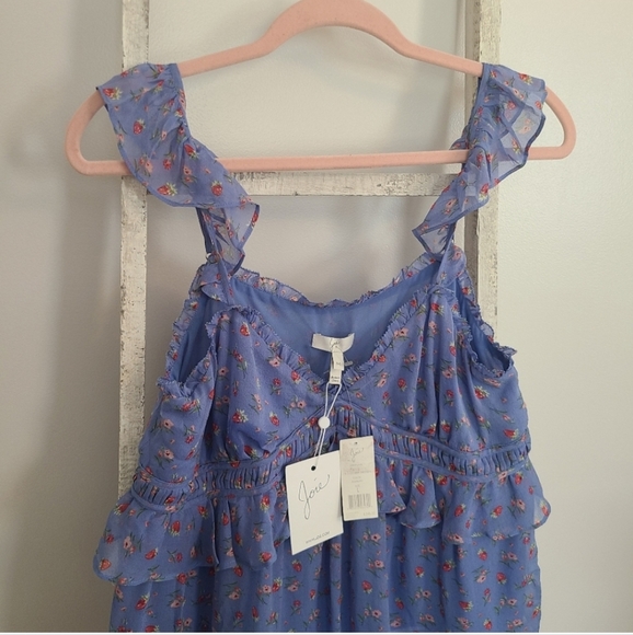 Joie NWT Medium 100% Silk floral ruffle dinesha lightweight top - Picture 7 of 12